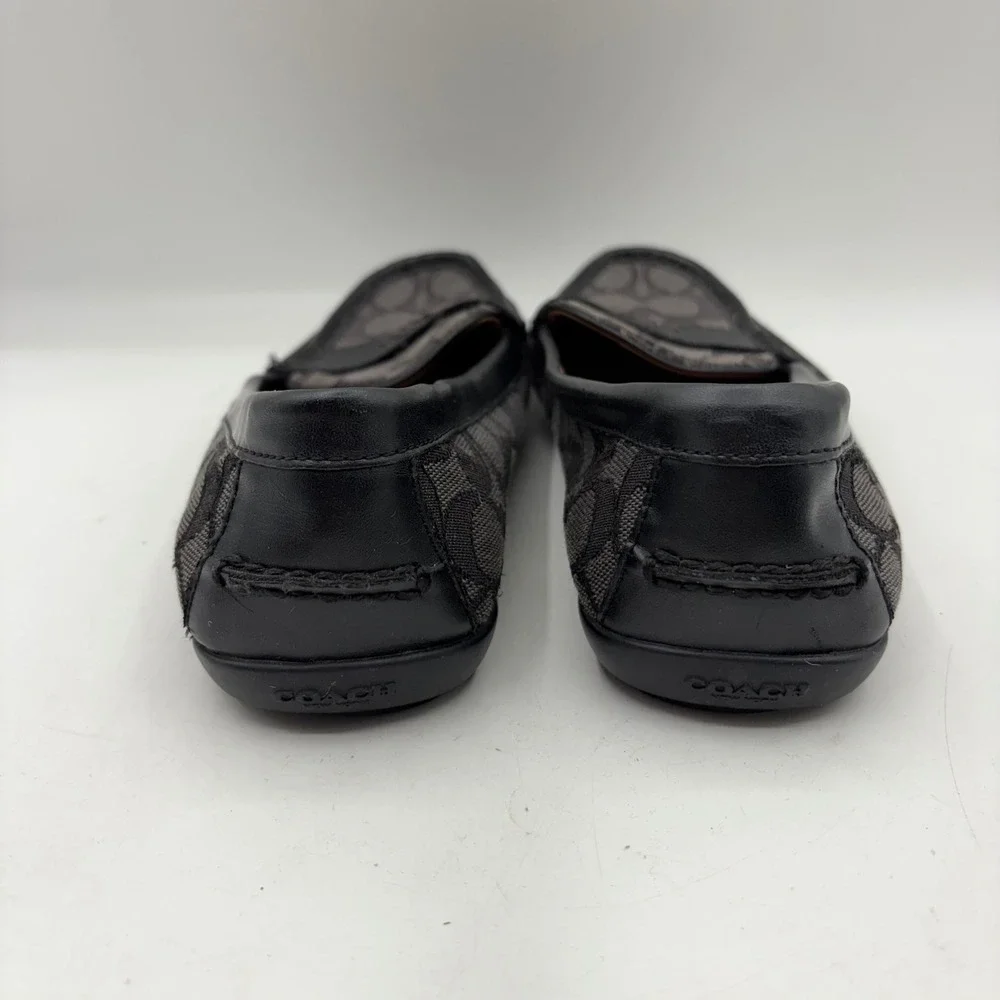 Coach‎ Odette Signature Jacquard Loafers Black Charcoal Driving Mocs A01921 8.5B